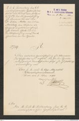 k.k. naturhistorisches Hofmuseum, Intendanzakten 1885-1896 (Hauer), Aktenzahl Z.310.a/1890, Seite 1